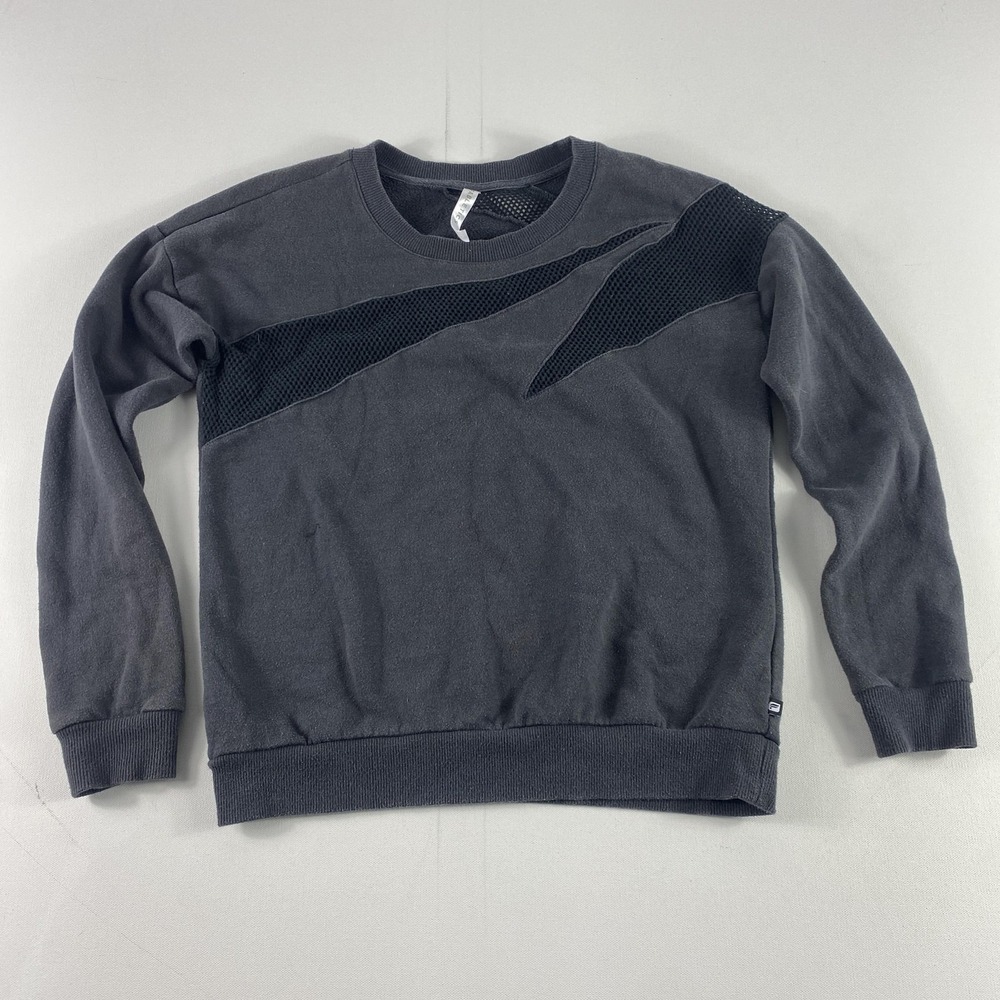 Fabletics Sweater‎ Mens Small Gray Black Mesh Pullover Crewneck Athletic Workout